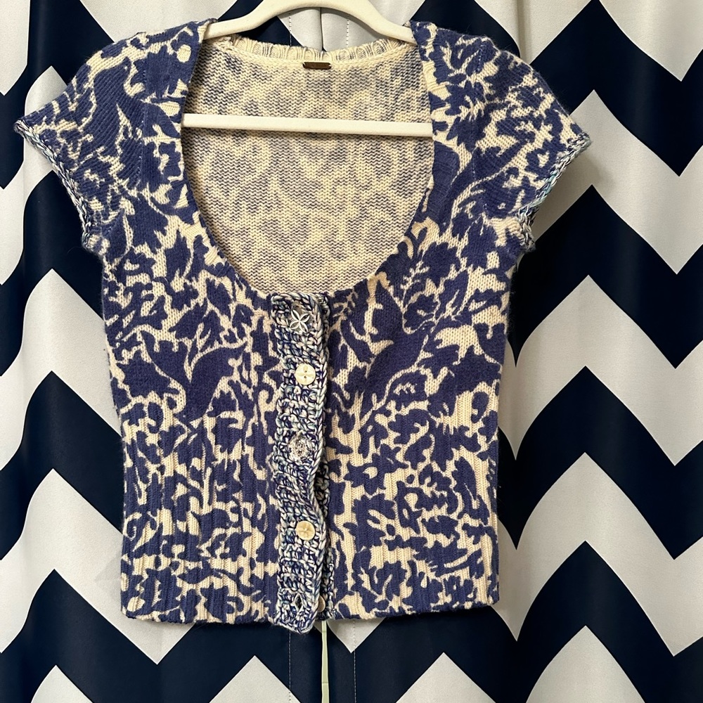 Free People Short Sleeve Rabbit Hair Wool Cardigan Small